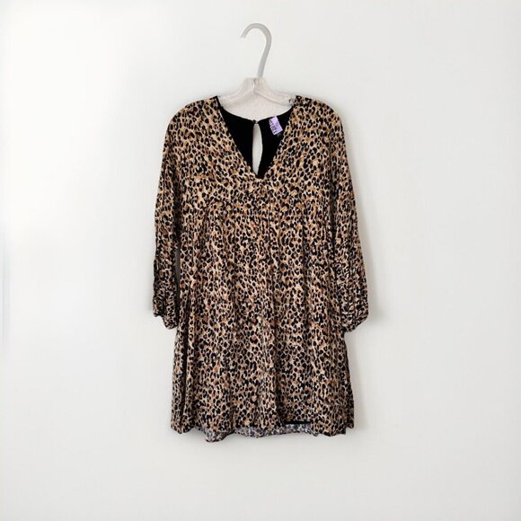 Zara TRF Collection Leopard Print Mini Dress Womens Medium V Neck - Picture 1 of 9